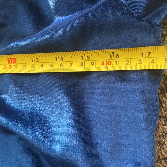 L' ACADEMIE deep‎ V Neck Velvet women's XS Top long sleeve Romantic luxury blue - Picture 7 of 9